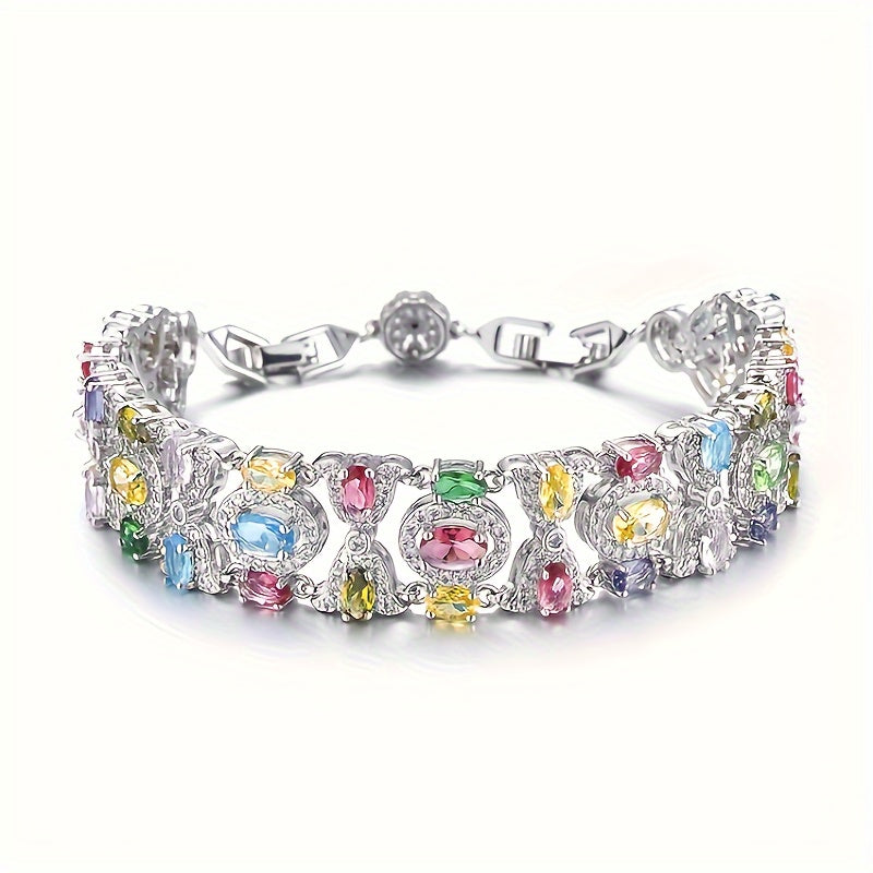 Elegant Colorful Cubic Zirconia Tennis Bracelet