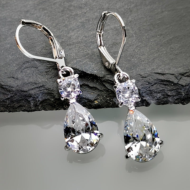 Stylish White Zirconia Drop Earrings