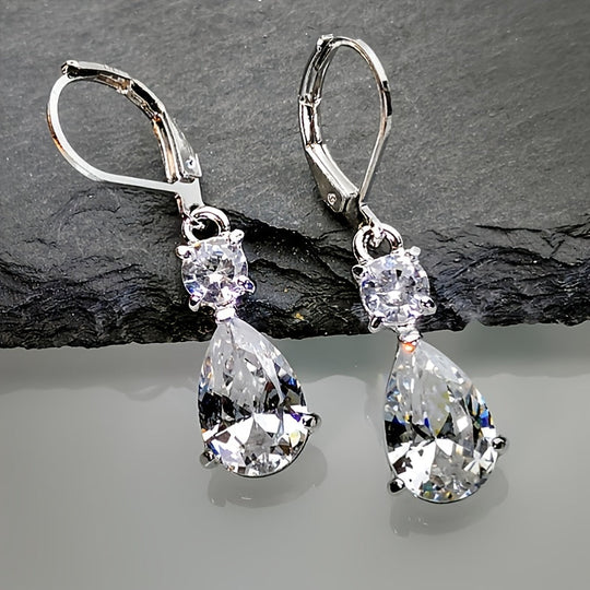 Stylish White Zirconia Drop Earrings