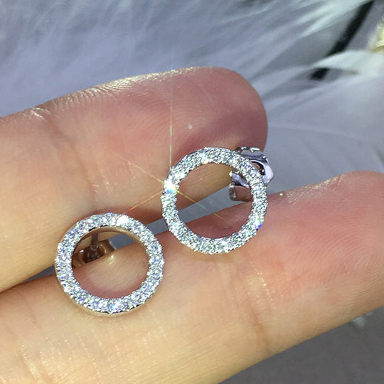 Trendy Circle Zirconia Stud Earrings