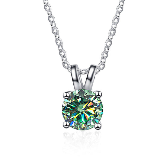 Round Cut Shiny Moissanite Pendant Necklace