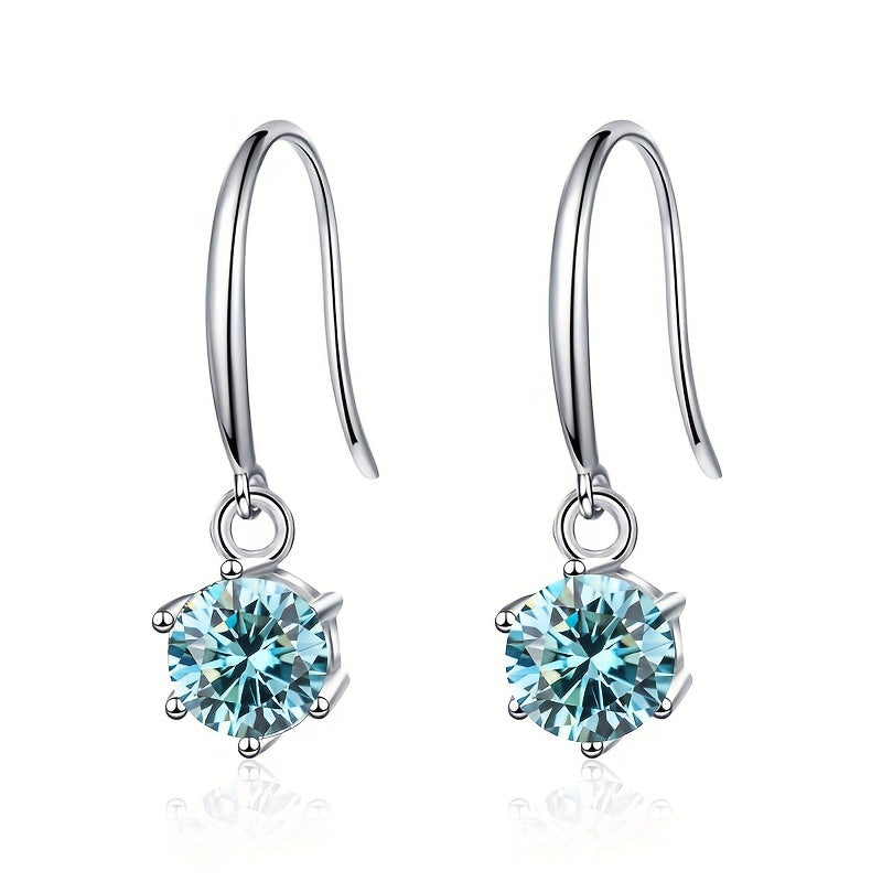 Delicate Round Moissanite Hook Earrings