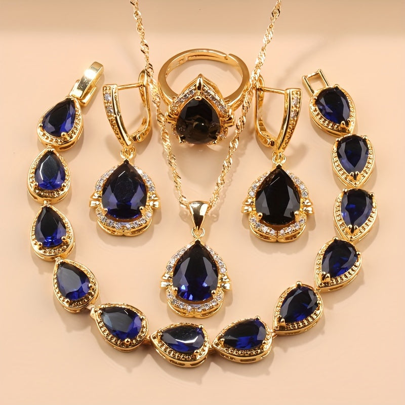 5-Piece Exquisite Teardrop Jewelry Set