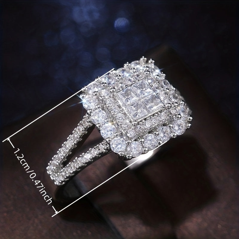 Square Halo Zirconia Bridal Ring