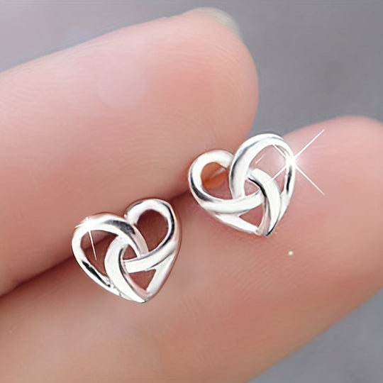 Celtic Heart Knot Stud Earrings