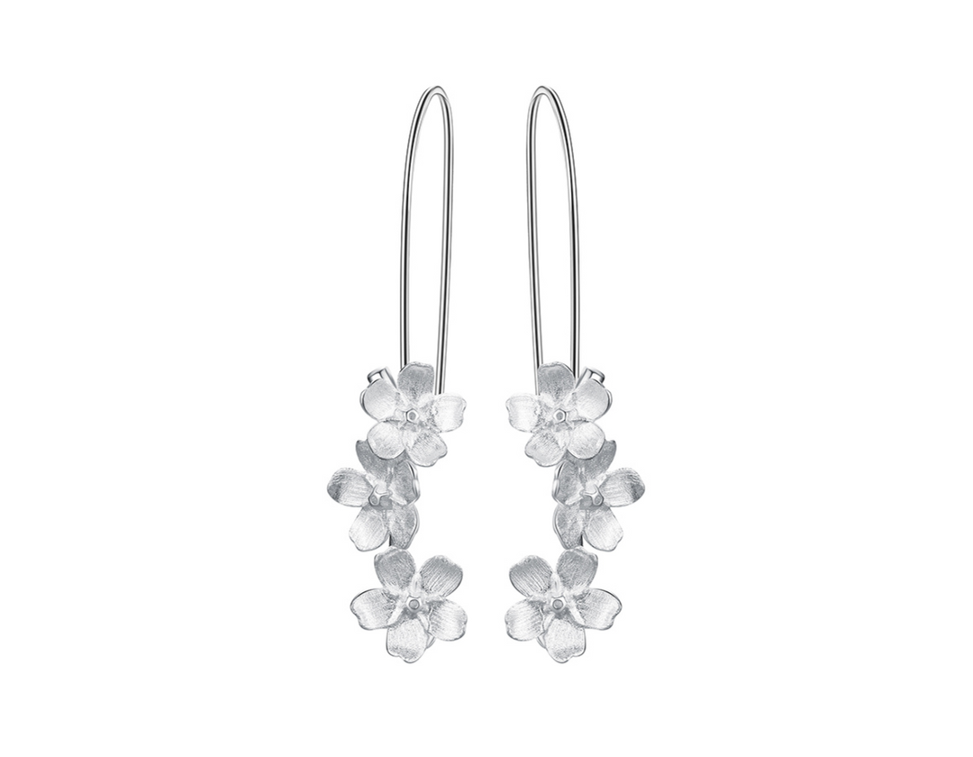 Forget-me-not Flower Long Dangle Earrings