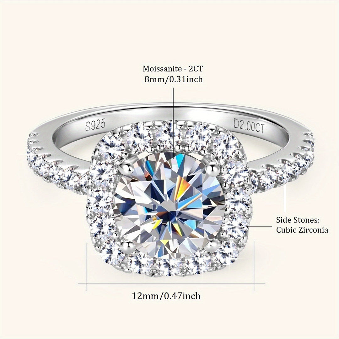 925 Silver Moissanite Engagement Ring