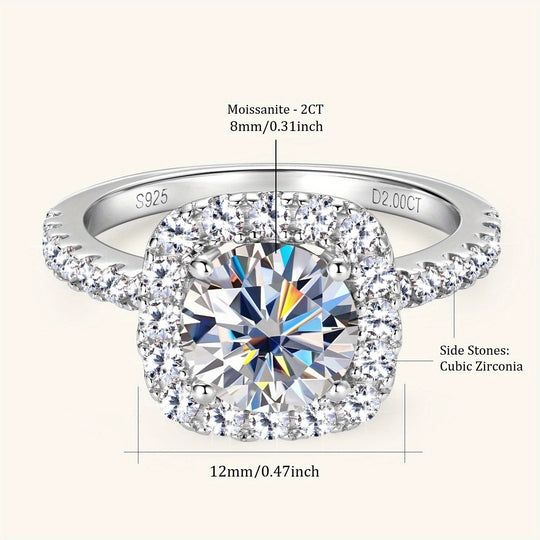 925 Silver Moissanite Engagement Ring