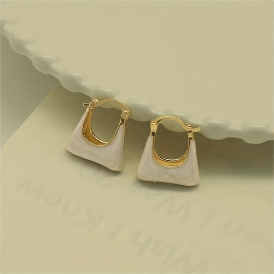 Handbag Design Enamel Hoop Earrings