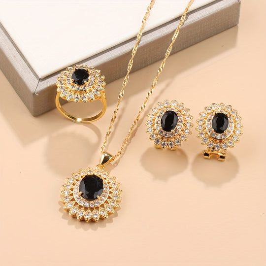 4pcs Luxury Sunflower Jewelry Set