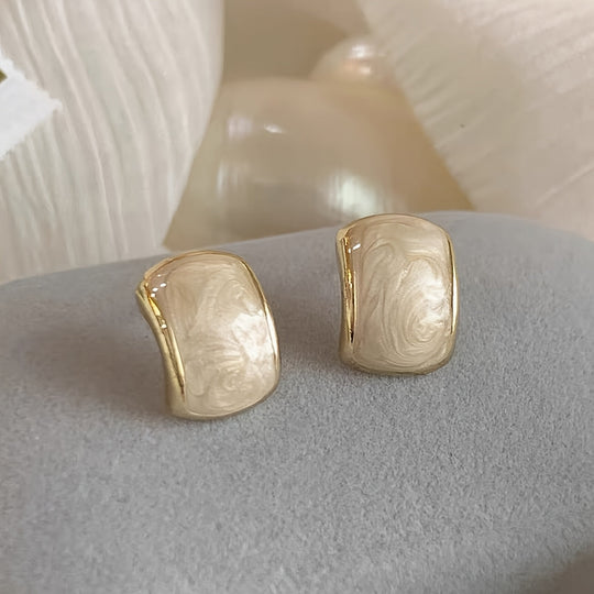 White Square French Style Earrings
