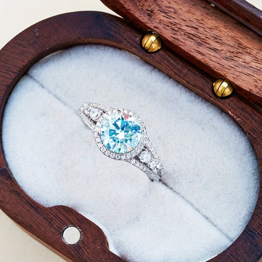 Luxury Blue Moissanite Ring