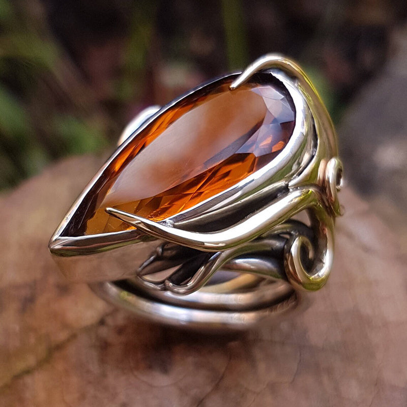 Vintage Irregular Oval Shape Crystal Ring