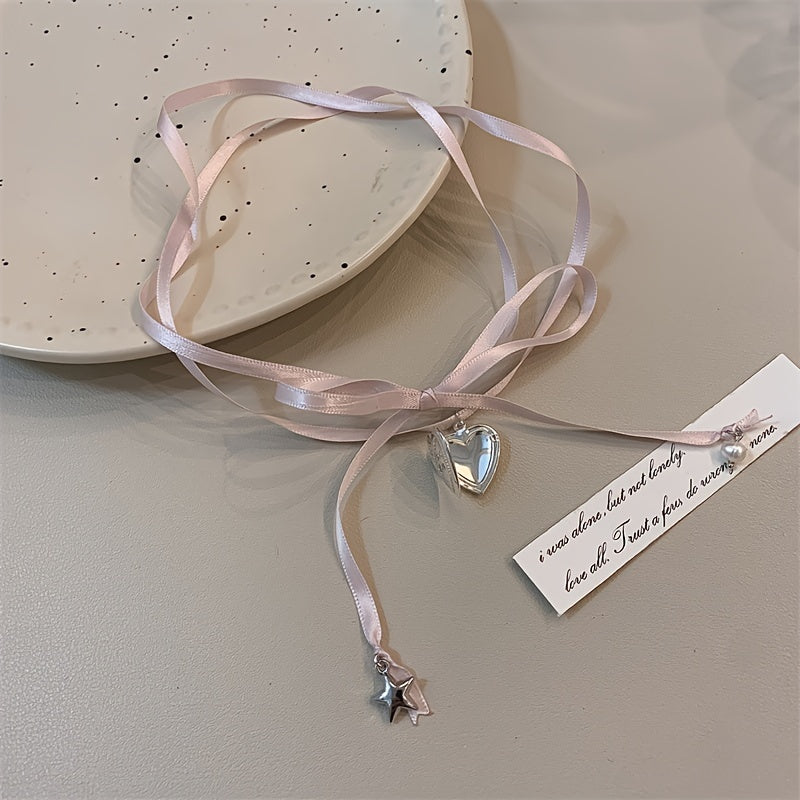 Pink Ribbon Bowknot Necklace