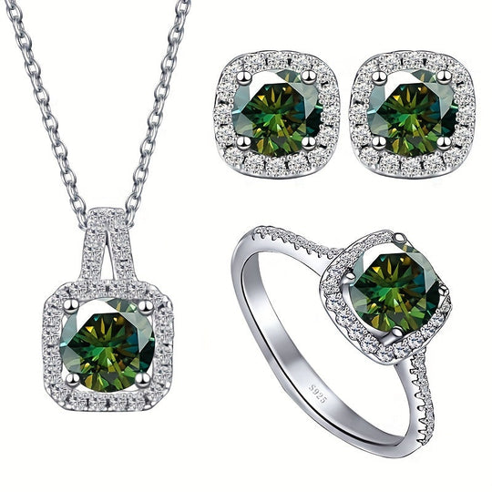 Moissanite Sterling Silver Jewelry Set