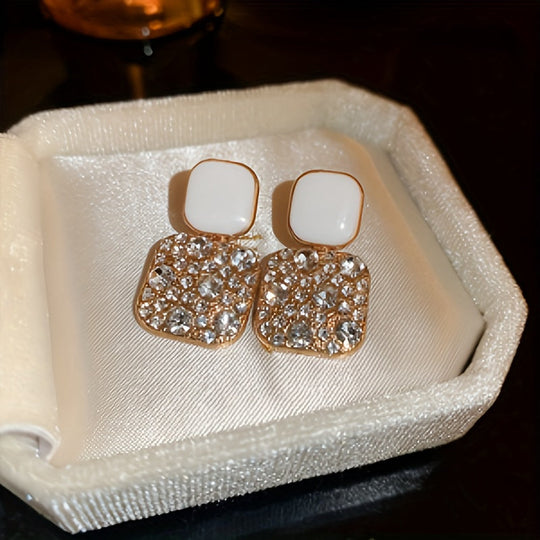 Shiny Rhinestone Decor Dangle Earrings