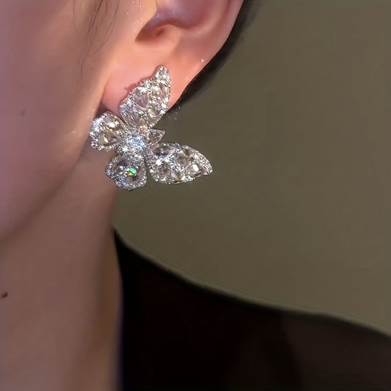 Glittering Butterfly Stud Earrings