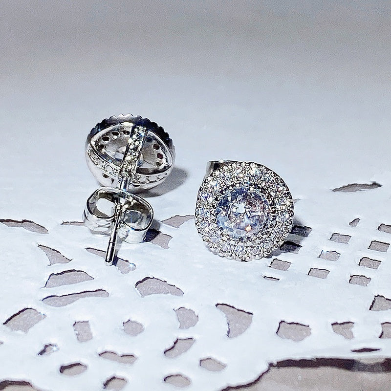 Sparkling Paved Cubic Zirconia Stud Earrings