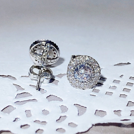 Sparkling Paved Cubic Zirconia Stud Earrings