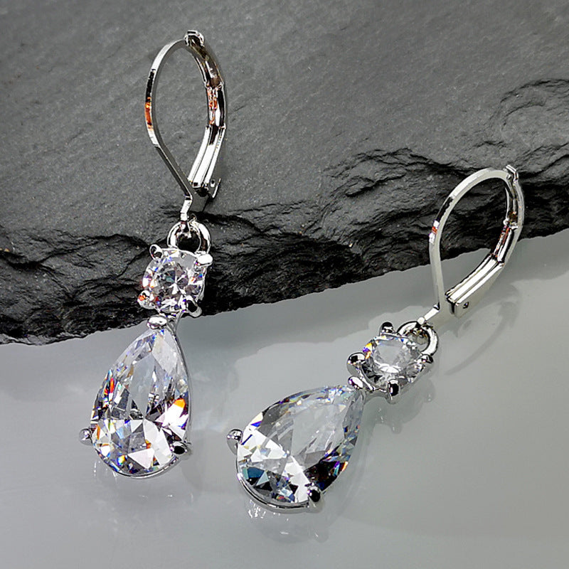 Stylish White Zirconia Drop Earrings