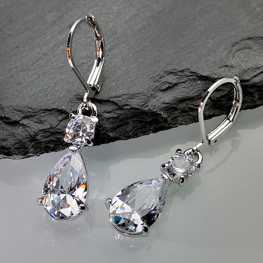 Stylish White Zirconia Drop Earrings