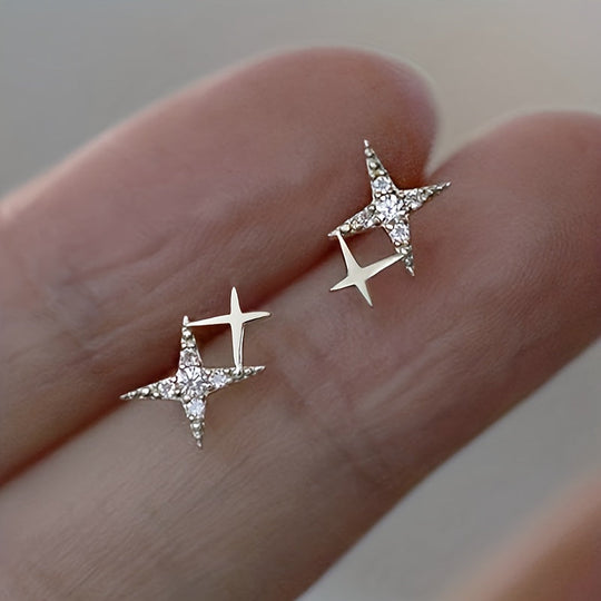 Retro Chic Double Star Stud Earrings