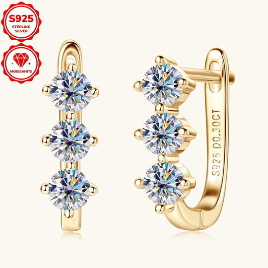 Sterling Silver Moissanite Hoop Earrings