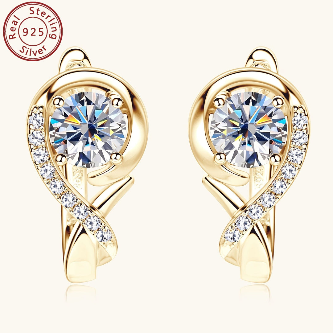Elegant Moissanite Silver Rose Flower Hoop Earrings