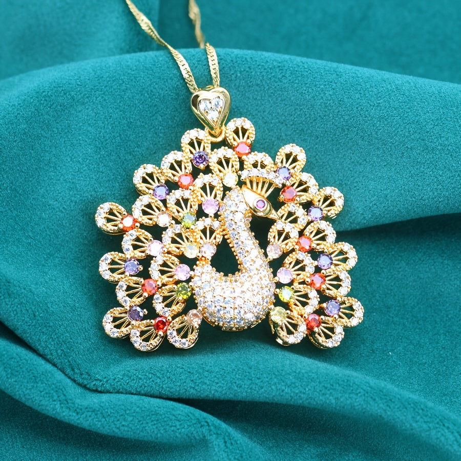 Luxury Peacock-Inspired PeaRooster Pendant Necklace
