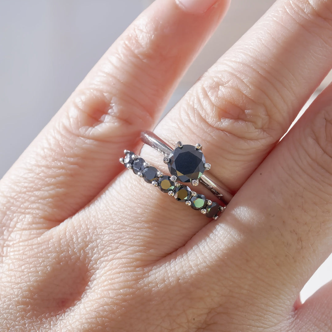 Classic French-Style Stackable Moissanite Ring Set