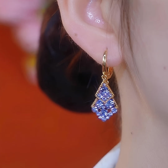 Elegant Bling Quadrilateral Pendant Earrings