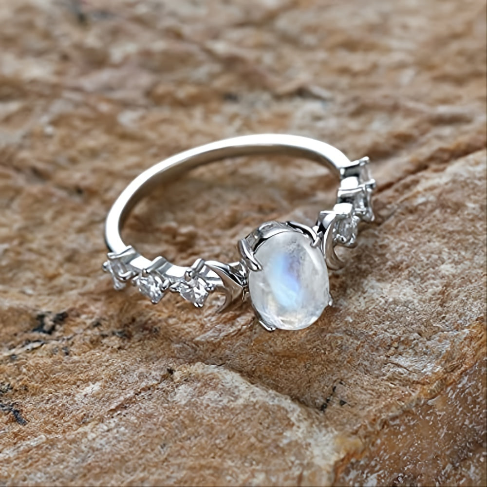 Genuine Moonstone Sterling Silver Ring