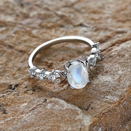 Genuine Moonstone Sterling Silver Ring
