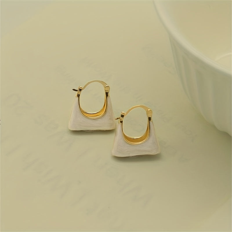 Handbag Design Enamel Hoop Earrings