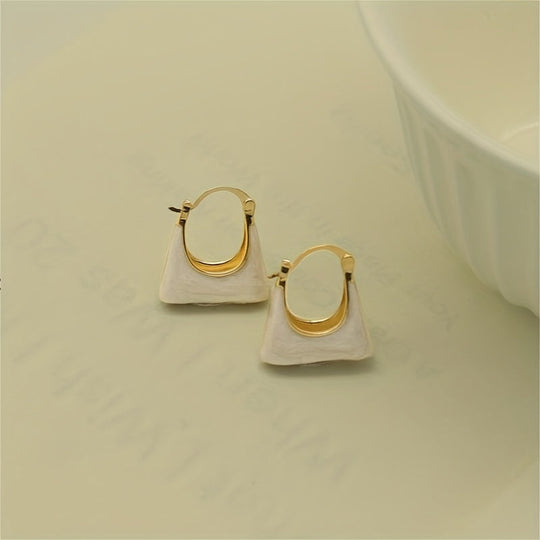 Handbag Design Enamel Hoop Earrings