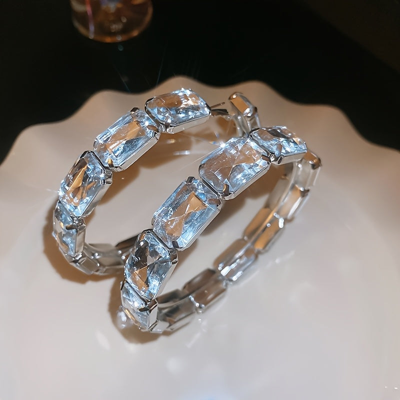 Exaggerated Rectangular Hoop Earrings