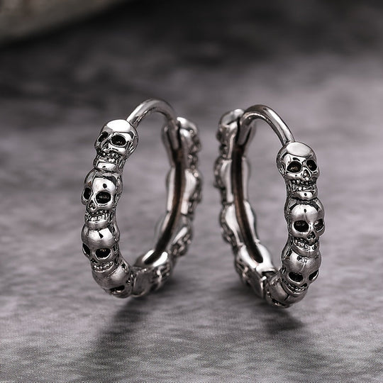 Fashionable Gothic Skull Hoop Earrings