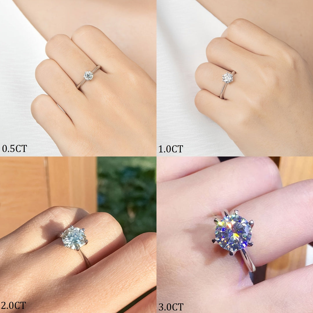 Classic Round Six-Prong Moissanite Engagement Ring