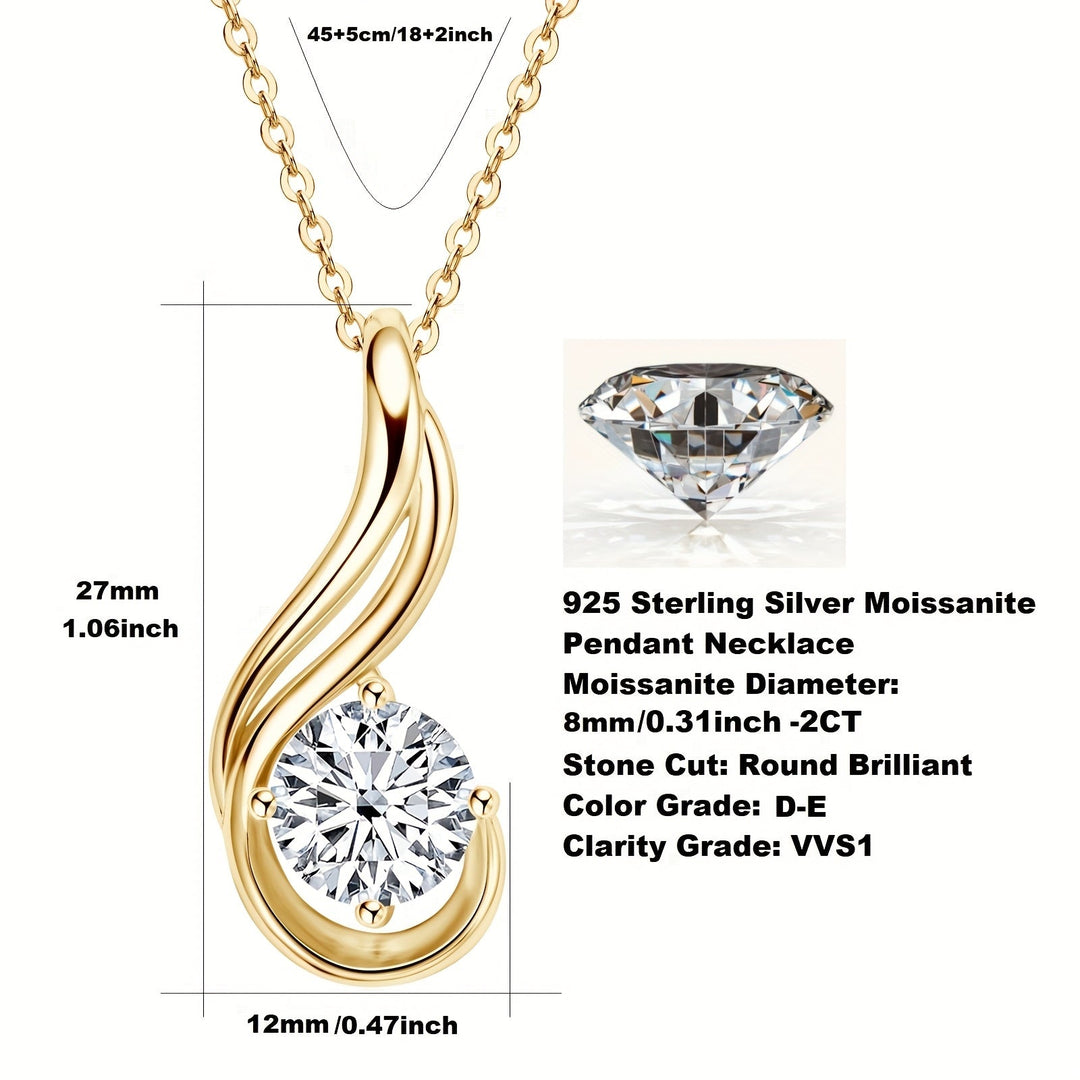 Elegant 2ct Moissanite Pendant Necklace
