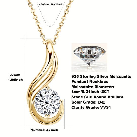 Elegant 2ct Moissanite Pendant Necklace