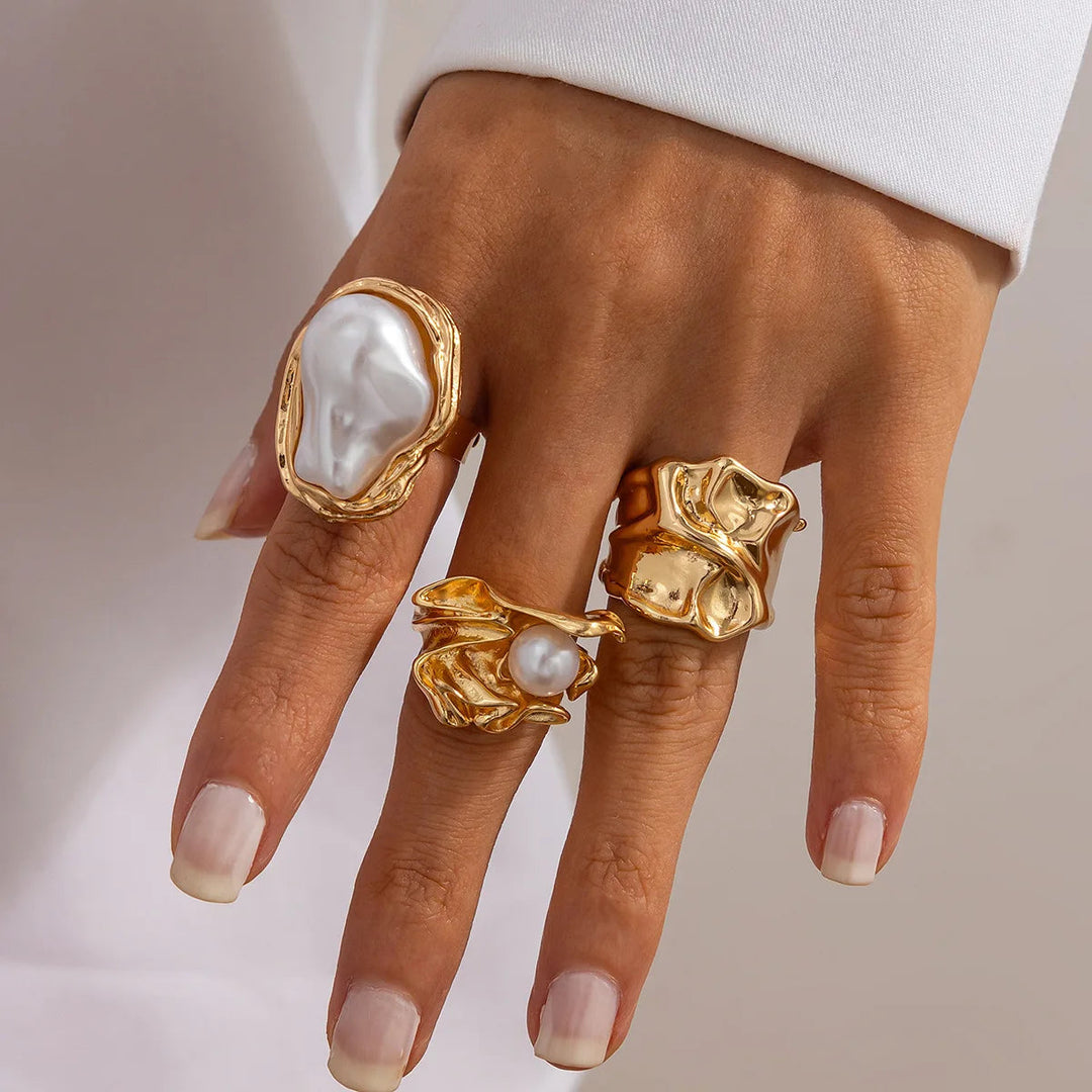 Florens - Onda Pearl Ring Set (3-Pack)