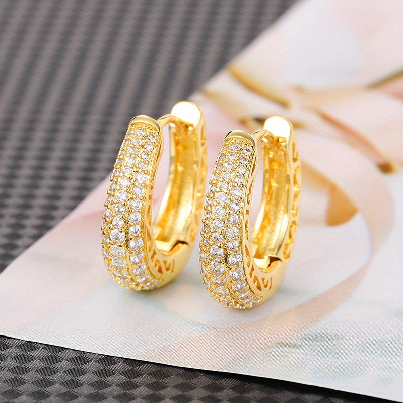 Trendy Micro Pave Zirconia Hoop Earrings