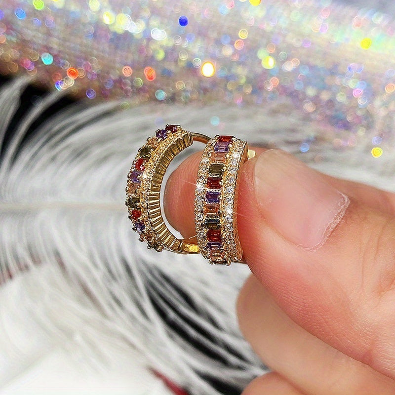 Trendy Topaz & Zirconia Hoop Earrings