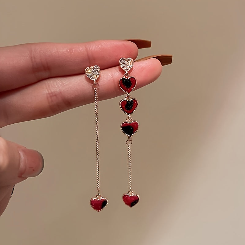 Vintage Inspired Asymmetrical Heart Chain Earrings