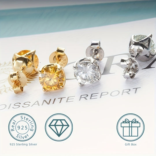 Genuine Moissanite Stud Earrings
