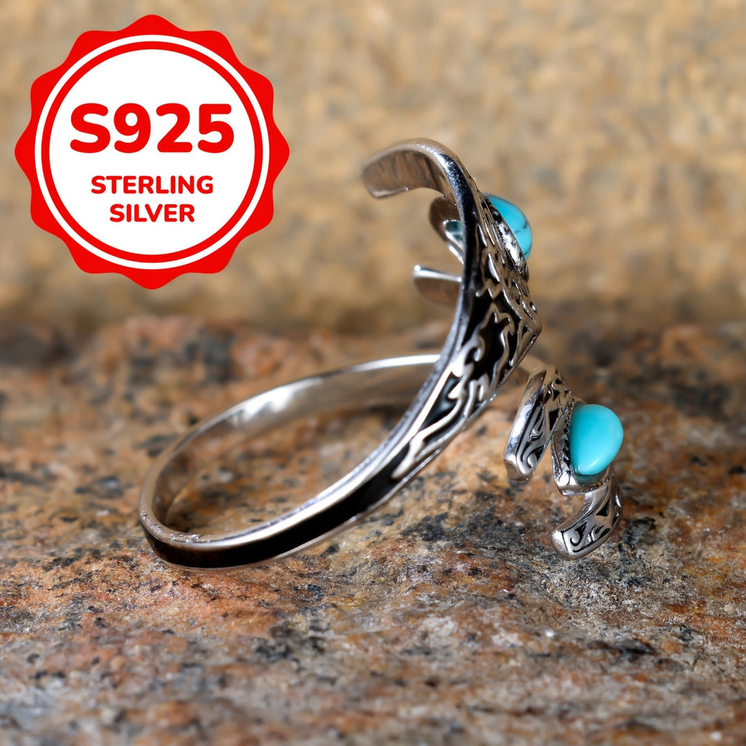 Vintage Turquoise Sterling Silver Spoon Ring