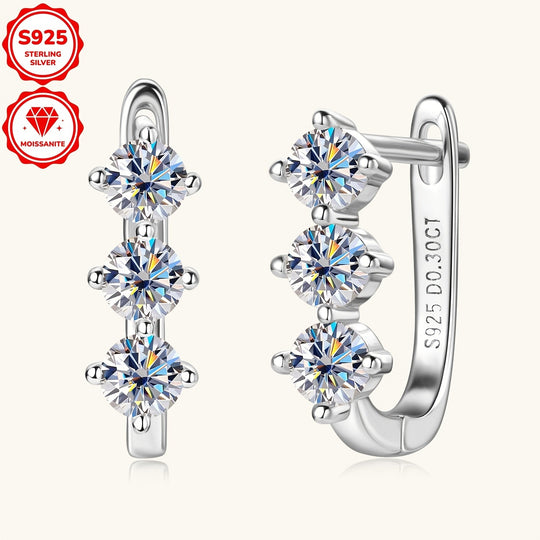 Sterling Silver Moissanite Hoop Earrings