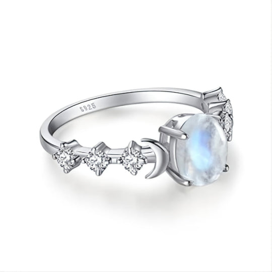 Genuine Moonstone Sterling Silver Ring