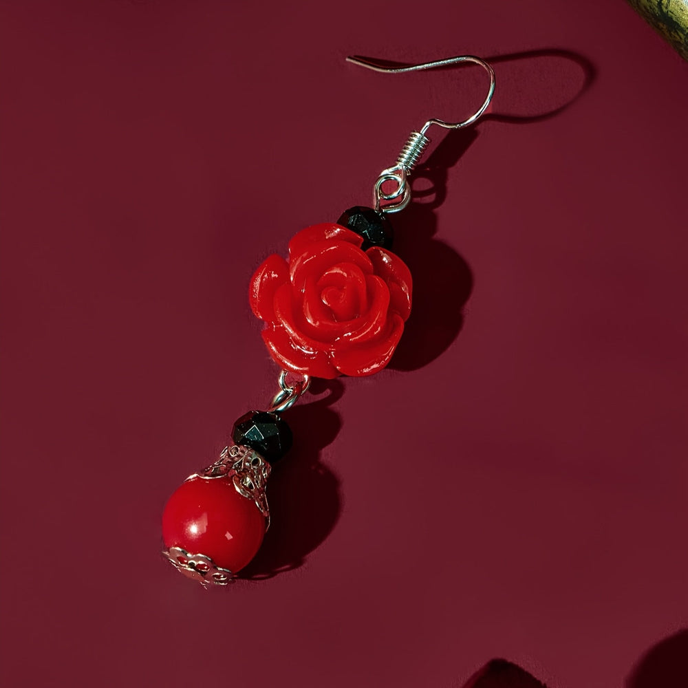 Rose Flower Pendant Earrings