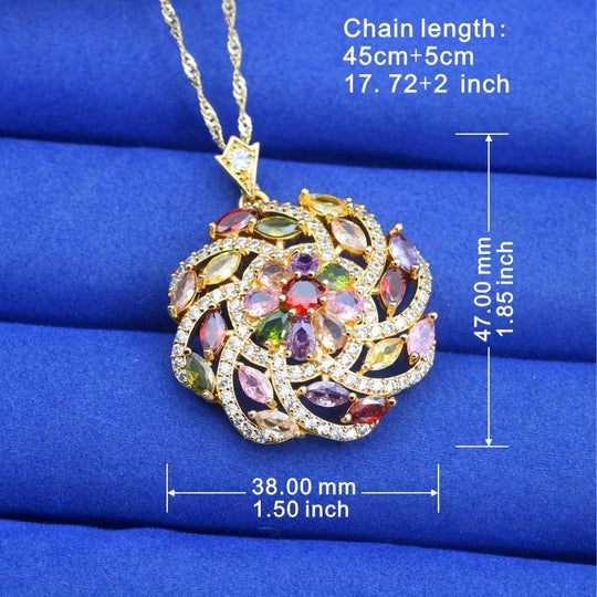 Elegant Multicolor Cubic Zirconia Pendant Necklace